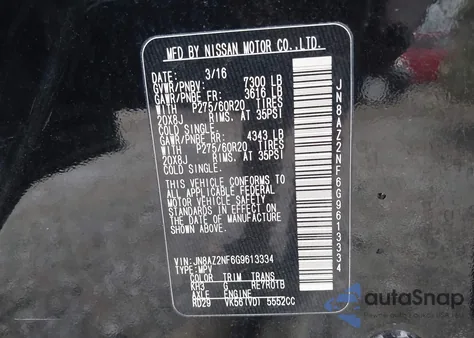 2016 Infiniti Qx80 z USA, uszkodzony, nr VIN JN8AZ2NF6G9613334